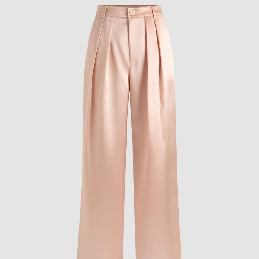 Pink Satin Trousers with pleats!